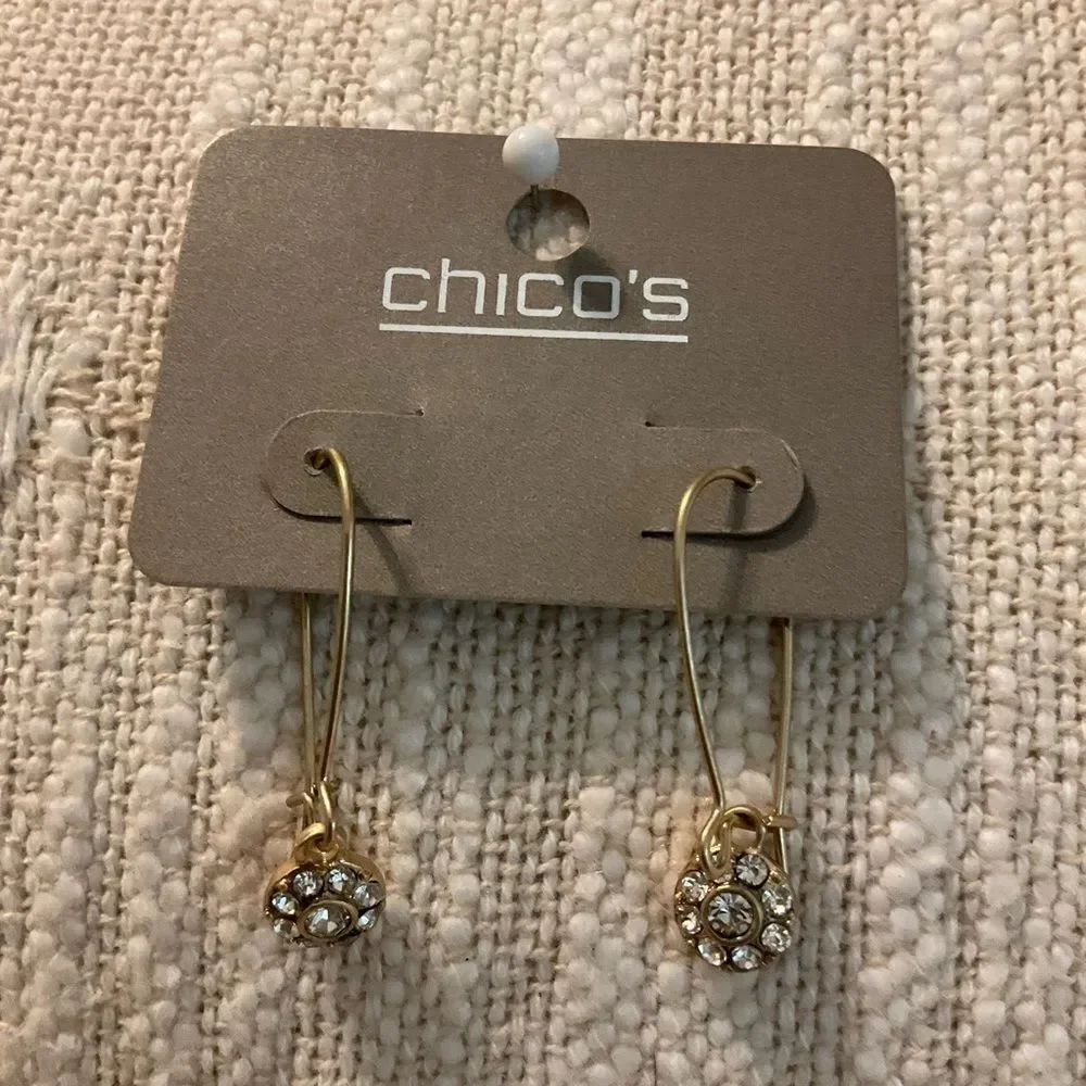0172-Chico's Gold Crystal‎ Drop Earrings
